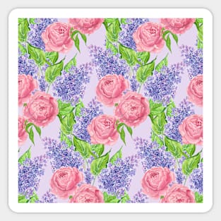 Watercolor peonies and lilacs Sticker